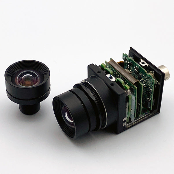 L'objectif CommonLands CIL081-F1.8-M12NOIR 8mm M12 est représenté avec la caméra FLIR IMX226.