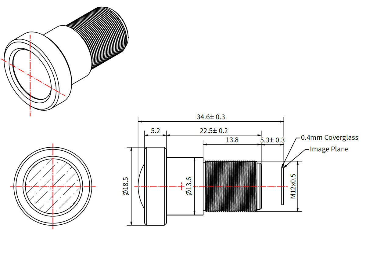 Objectif M12 de 7,8 mm à faible distorsion